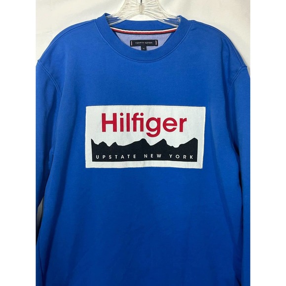 Tommy Hilfiger Sweatshirt Men's XL Box Logo Blue Pullover Long Sleeve NY Y2K - Picture 5 of 10